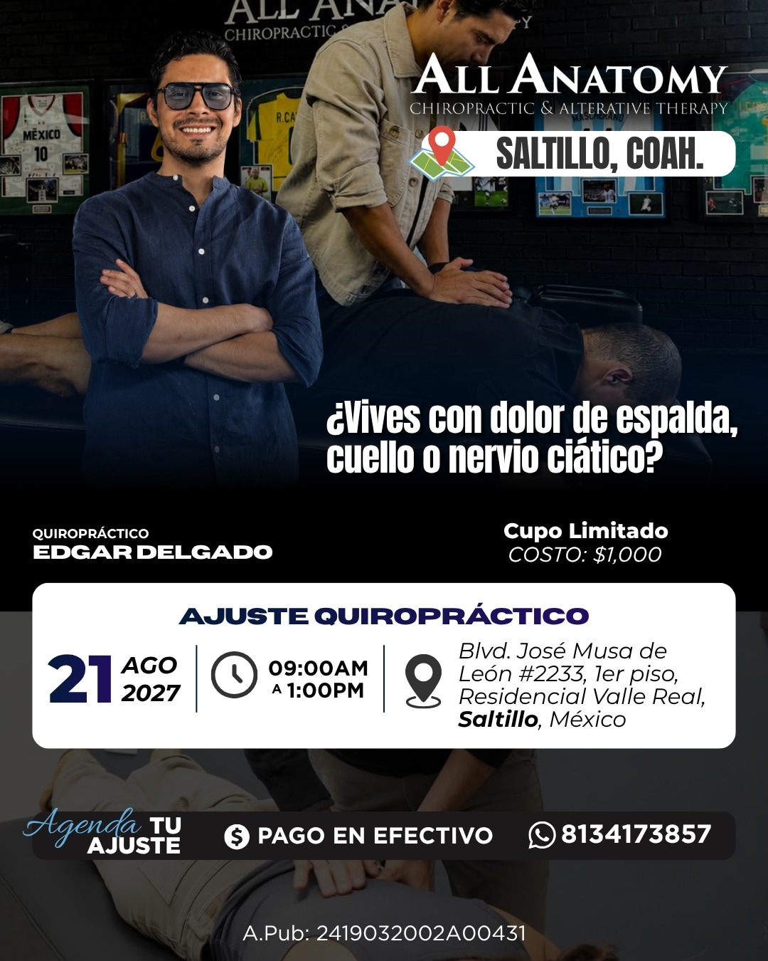 Flyer Oficial Saltillo Ajuste Quiropráctico